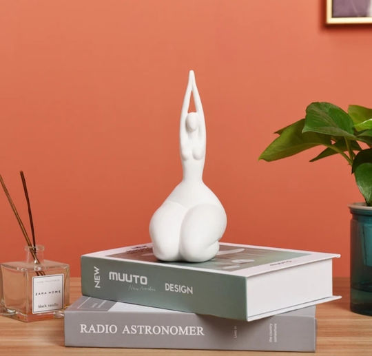 Sculptură Decorativă din Ceramică Faena Femeie Plinuță Albă 19 cm