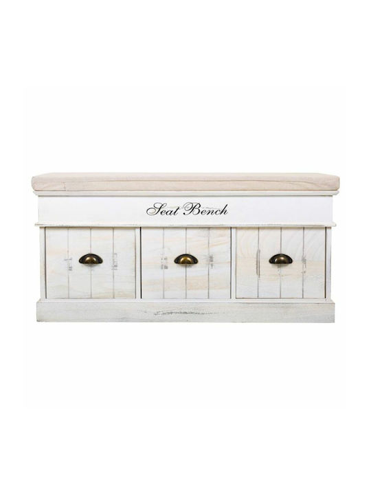 Chest Stool Alexandra House Living White Paulownia Wood MDF 35 X 50 X 102 Cm