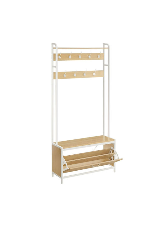 Έπιπλο Εισόδου Παπουτσοθήκη 8 Θέσεων 85x30x180 Vasagle Hsr405w09 Μοριοσανίδα Μεταλλικό
