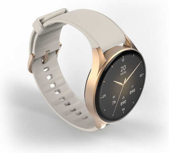 HAMA 8900 Aluminium 45mm Waterproof Smartwatch with Heart Rate Monitor (Gray-Gold)
