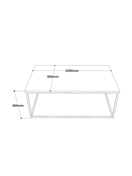 Rectangular Central Coffee Table Renfrew Made of Solid Pine Wood/Anthracite W100xD60xH40cm
