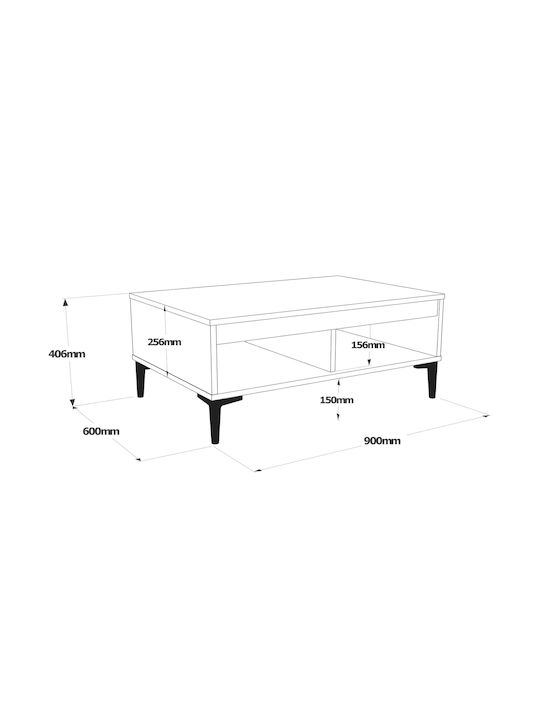 Masa Centrală Rectangulară Stirling Din Lemn Culoare Naturală/Antracit L90xL60xÎ40cm