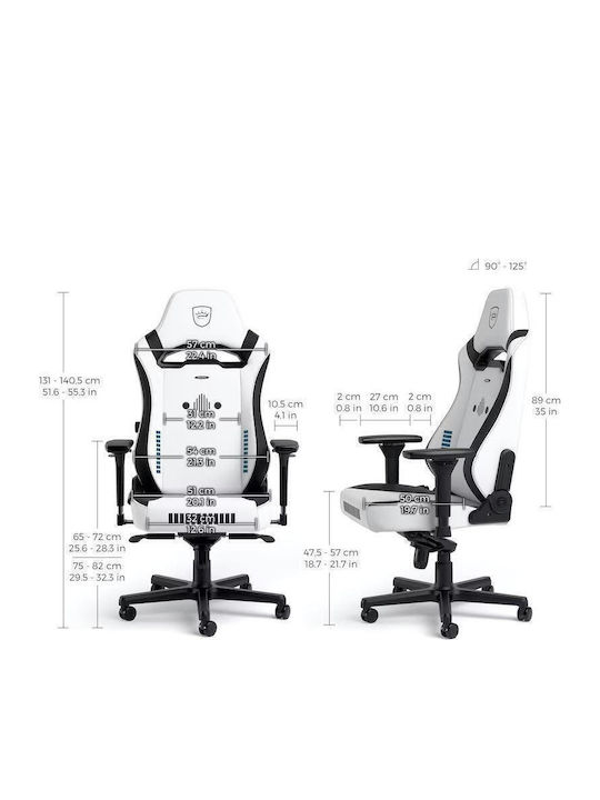Noblechairs Hero ST Stormtrooper Edition Καρέκλα Gaming Δερματίνης με Ρυθμιζόμενα Μπράτσα Μαύρο / Λευκό