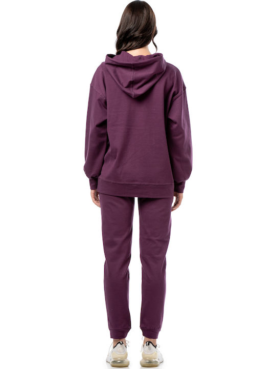 Γυναικείο Φούτερ με Κουκούλα Purple
