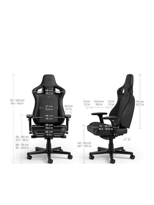 Noblechairs Epic Compact Καρέκλα Gaming Δερματίνης με Ρυθμιζόμενα Μπράτσα Μαύρη