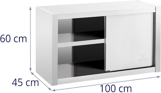 Гастрономически стенен шкаф с плъзгащи врати стомана 100 x 45 x 60 см