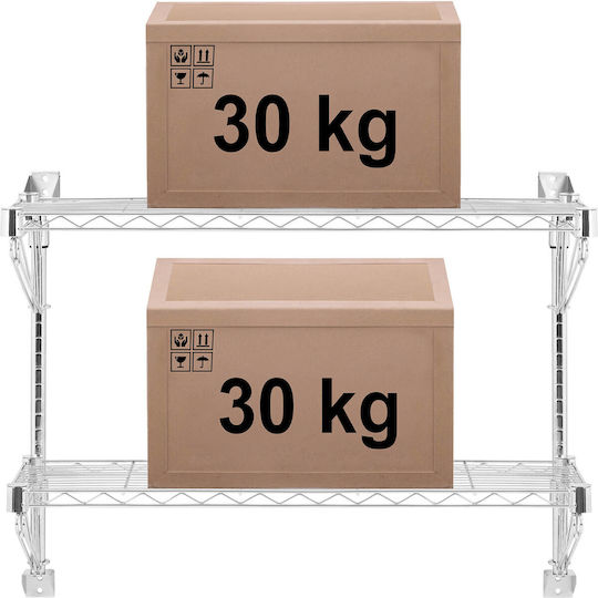 Raft cu Perete Dublu din Sârmă, Suportă Până la 60 Kg, 90 X 35 X 60 Cm