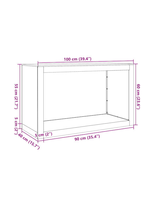 vidaXL Inox Shelf Wood Storage 100x40x60cm Brown