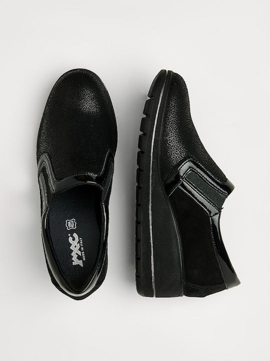 Ανατομικά Γυναικεία Slip-On Δερμάτινα Μαύρα