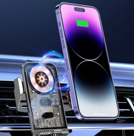 C11 Car Mobile Mount with Adjustable Hooks and Wireless Charging Blue