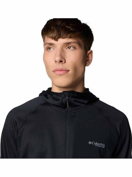 Men's Fleece Cardigan with Hood Black