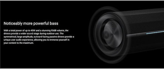 Xiaomi Speaker Αδιάβροχο Ηχείο Bluetooth 40W με Διάρκεια Μπαταρίας έως 5 ώρες Μαύρο