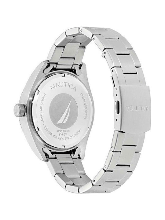 Nautica N83 Finn World Ανδρικό Ρολόι 44mm Μπαταρίας με Ασημί Ατσάλινο Μπρασελέ