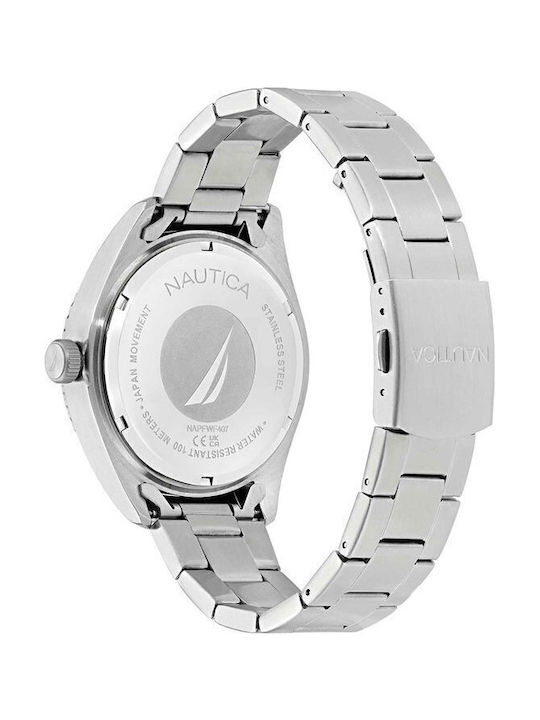 Nautica N83 Finn World Men's Watch 44mm Battery with Silver Metal Bracelet