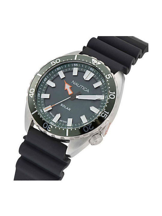Nautica Ceas Bărbați 44mm Solar cu Curea Cauciuc Neagră