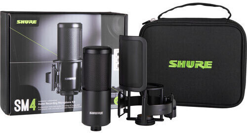 Shure SM4 Kit Wireless Condenser Microphone Tabletop for Vocals Includes shockmount, detachable magnetic pop filter, and a zipper carrying case
