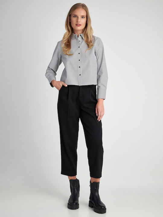 Luisa Women's Striped Long Sleeve Shirt Gray