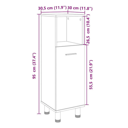 vidaXL Ντουλάπι Μπάνιου 30.5x30x95cm Sonoma