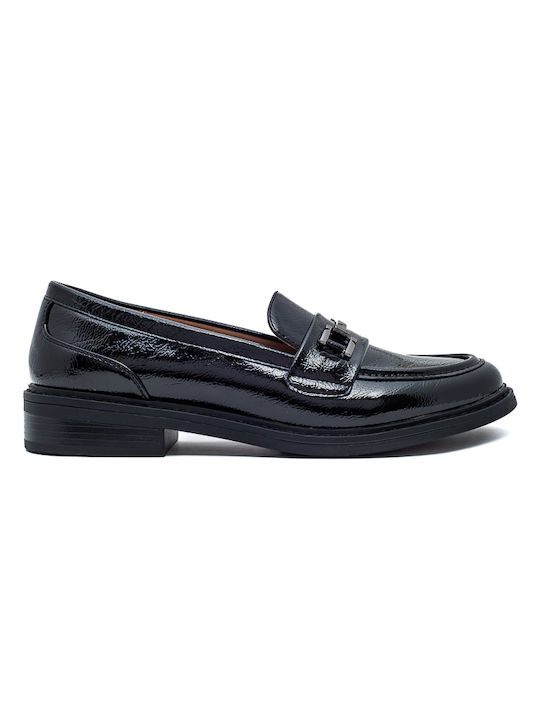 Laura Virgili Patent Leather Women's Moccasins in Black Color