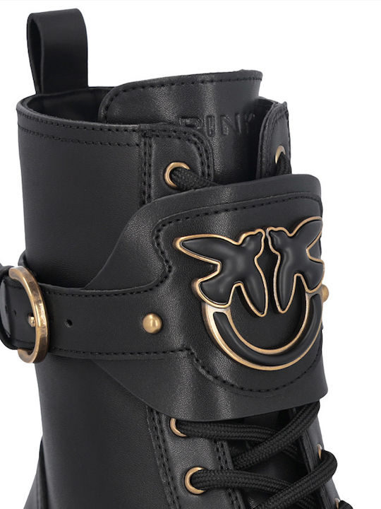 Mia 07 Leder Stiefeletten Damen Schwarz