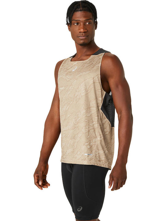 ASICS Fujitrail Singlet Ανδρικό T-shirt Κοντομάνικο Μπεζ