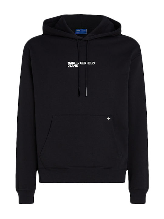 Sweatshirt with Hood White-Black-Blue
