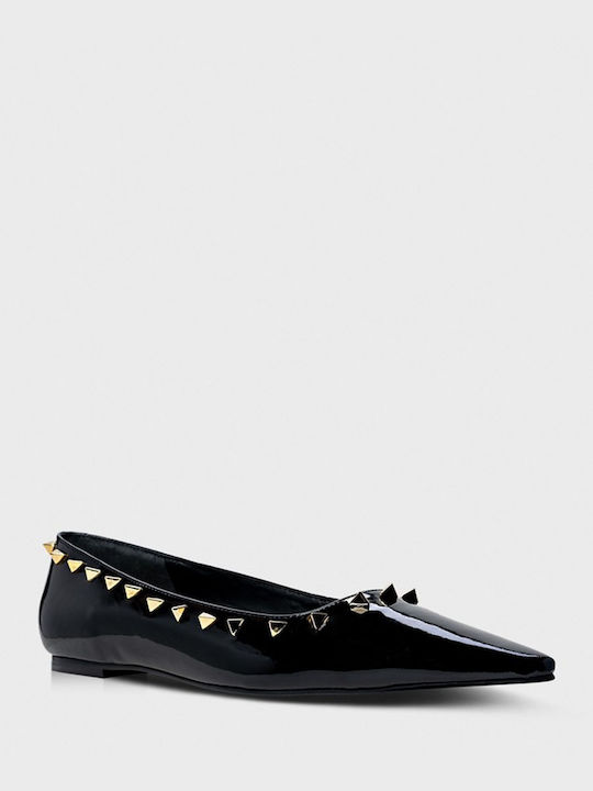 Carrano Leather Pointy Ballerinas Black