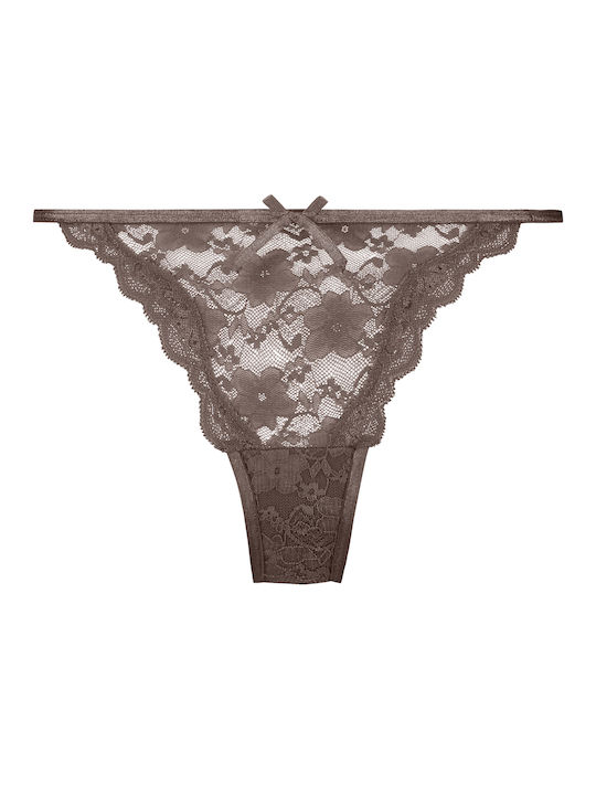 Hunkemöller Women's String with Lace Peppercorn