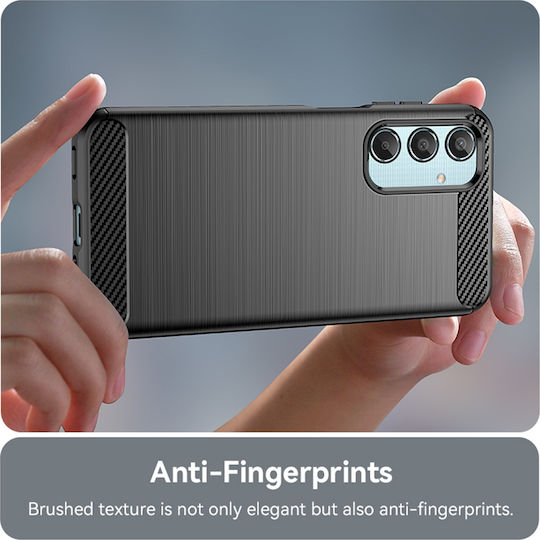 Techsuit Carbon Umschlag Rückseite Silikon Schwarz (Samsung Galaxy M35 - Techsuit)