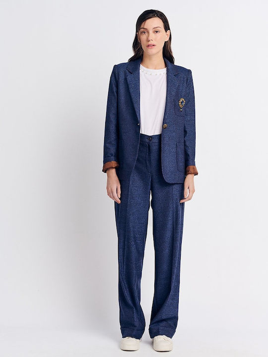 Forel Women's Waisted Blazer Blue