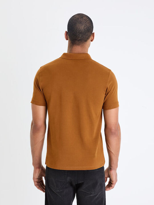 Polo Herrenbluse Kurzarm Dunkelbraun