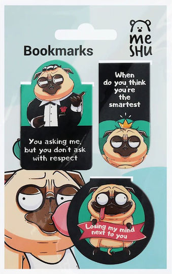 Meshu Μαγνητικοί Σελιδοδείκτες Funny Pug 3 Τμχ