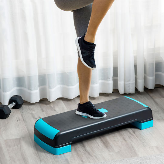 Homcom Step Fitness Aerobic Verstellbar 3 Höhen 10-15-20 cm Kunststoff Schwarz Blau