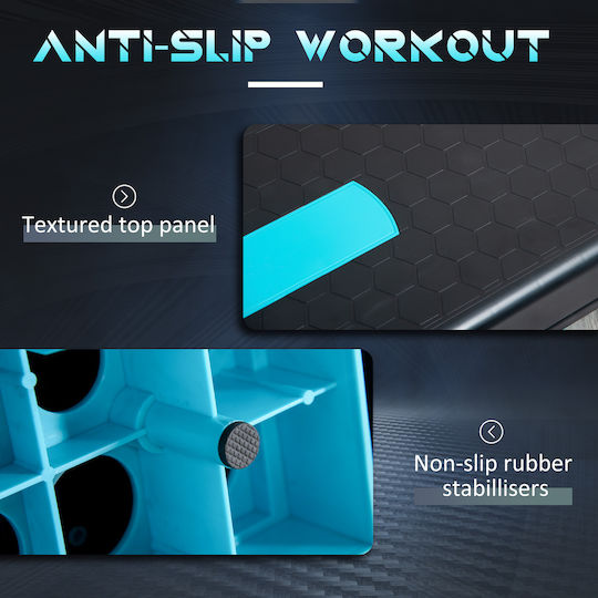 Homcom Step Fitness Aerobic Verstellbar 3 Höhen 10-15-20 cm Kunststoff Schwarz Blau