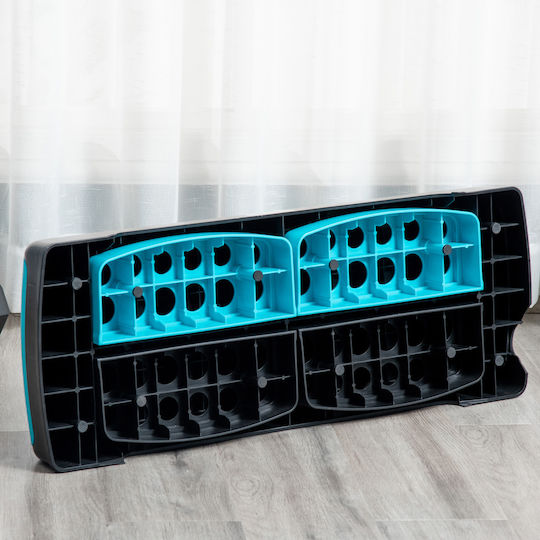 Homcom Step Fitness Aerobic Verstellbar 3 Höhen 10-15-20 cm Kunststoff Schwarz Blau