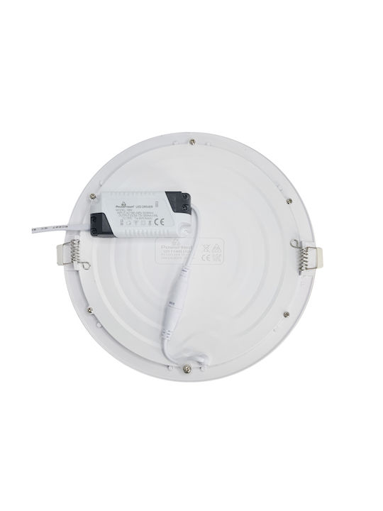 Powertech Rund Vertieft LED Panel 18W mit Natürliches Weiß Licht 4000K
