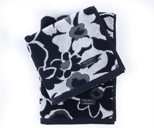 Nef-Nef Homeware Кърпа за лице Blossen 50x90см. Grey/Black Тегло 550гр/кв.м