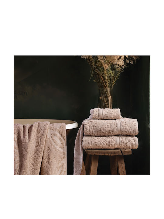 Nef-Nef Homeware Handtuch Premium Louiza 30x50εκ. Beige Gewicht 550gr/m²