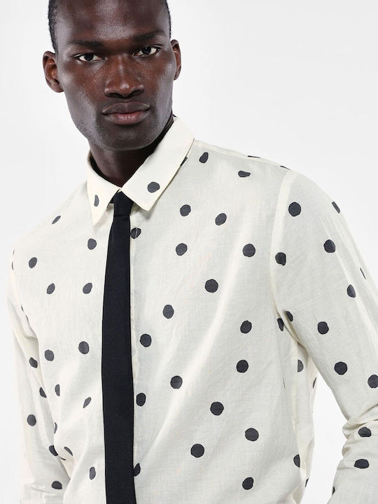 Langärmlig Hemd Polka Dot Weiß