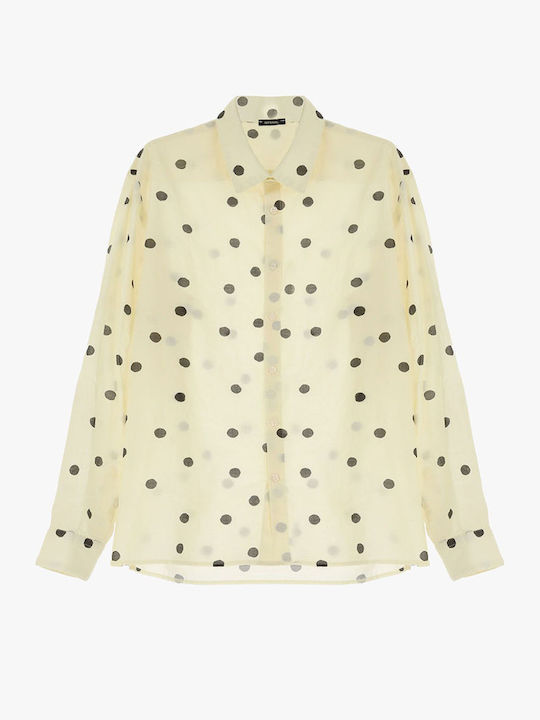 Langärmlig Hemd Polka Dot Weiß