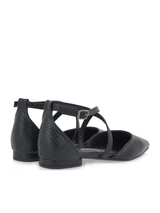 Synthetic Leather Black Low Heels Animal Print