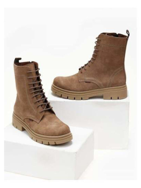 Leather Women's Ankle Boots Beige