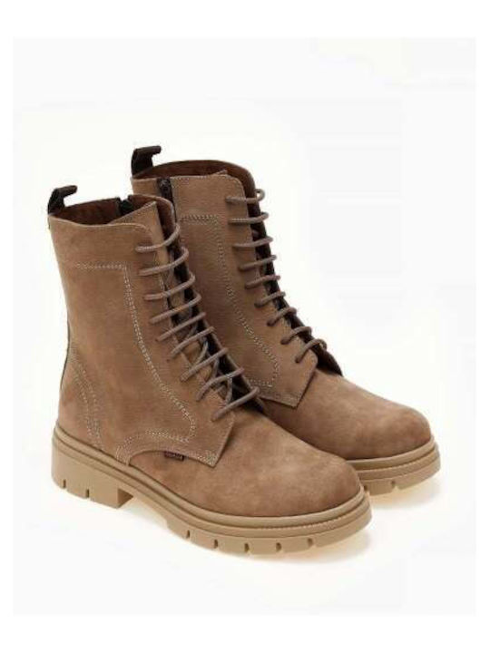 Leather Women's Ankle Boots Beige