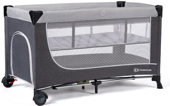 Kinderkraft Leody Кошара за игра 2 Нива с Матрак Сив 126x65см