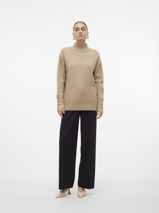 Damen Langarm Pullover Rollkragen Brown