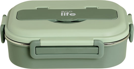 Ecolife Δοχείο Φαγητού Inox Πράσινο με Χωρίσματα 1lt