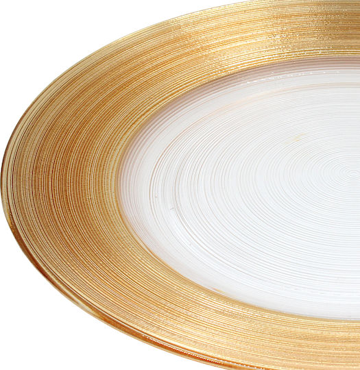 Keskor Διακοσμητική Πιατέλα Γυάλινη Χρυσή 33x33x2.2εκ.