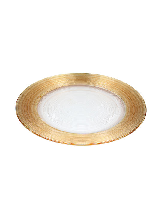 Keskor Διακοσμητική Πιατέλα Γυάλινη Χρυσή 33x33x2.2εκ.