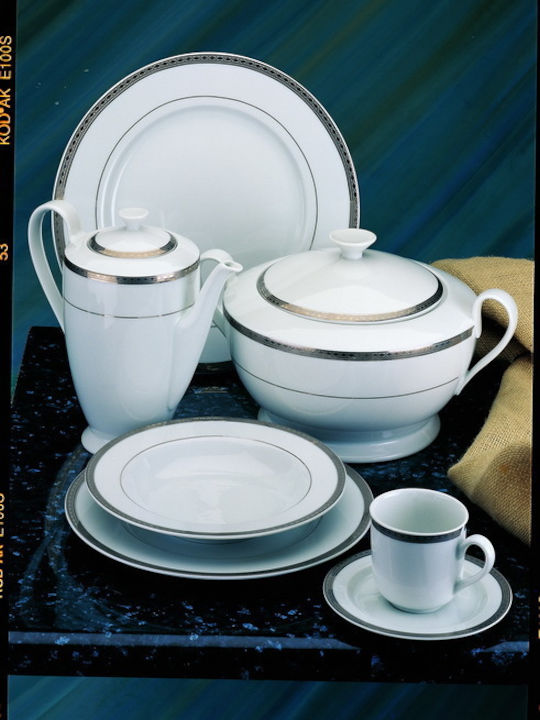 Emfasi Silver Porcelain Dinnerware Set 40pcs