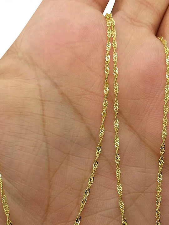 Theodora's Jewellery Αλυσίδα Λαιμού Στριφτή από Ατσάλι Επιχρυσωμένη Λεπτή Πάχους 1.8mm